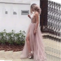 Menoqo Новое поступление сексуальные вечерние платья Vestido de Festa А-силуэт платье для выпускного Расшитое бисером карманы Robe De Soiree