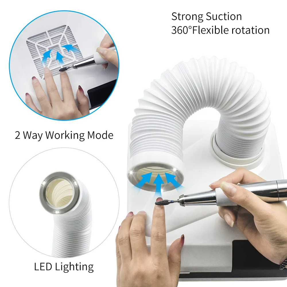 60 Вт Новый Выдвижной локоть коллектор для всасывания пыли с ногтей сильным