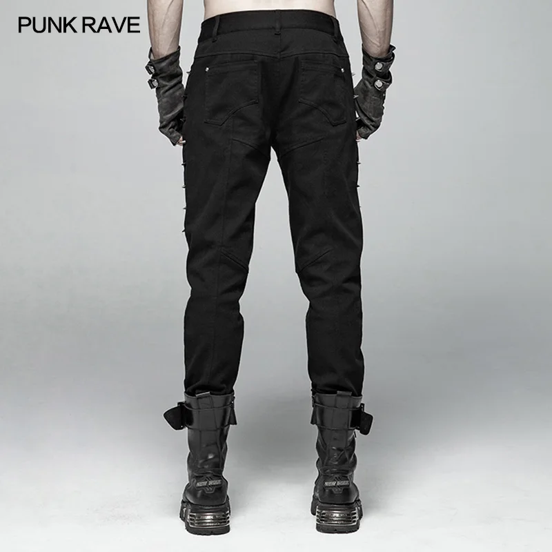 Goede 2019 Punk Rave Rock Gothic Klinknagel Heavy Metal Versieren Street Style Persoonlijkheid Cowboy Steampunk Mannen Broek Broek WK357