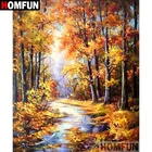 Алмазная 5D картина HOMFUN сделай сам, полноразмернаякруглая вышивка Осенний пейзаж, вышивка крестиком, подарок для домашнего декора, A07838