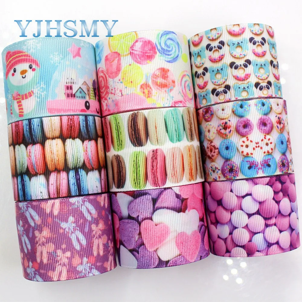 YJHSMY G-18716-614 10 ярдов 38 мм ленты пончики термопечать grosgrain Свадебные аксессуары DIY