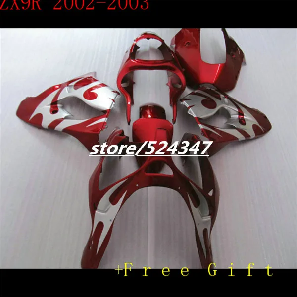 

Market hot sales manufacturers For Ninja ZX9R 02-03 ZX - 9r kawasaki Ninja ZX9R red motorcycle fairing of the silver flame