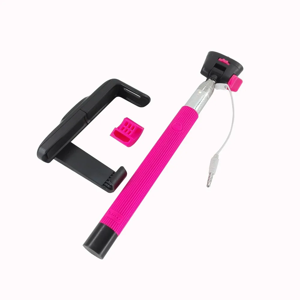 Pink Z07-7 аудио кабель проводной selfie палка расширяемой монопод самостоятельная stick для iphone 7 6 plus 5 5s 4S ios samsung Android - Цвет: Pink