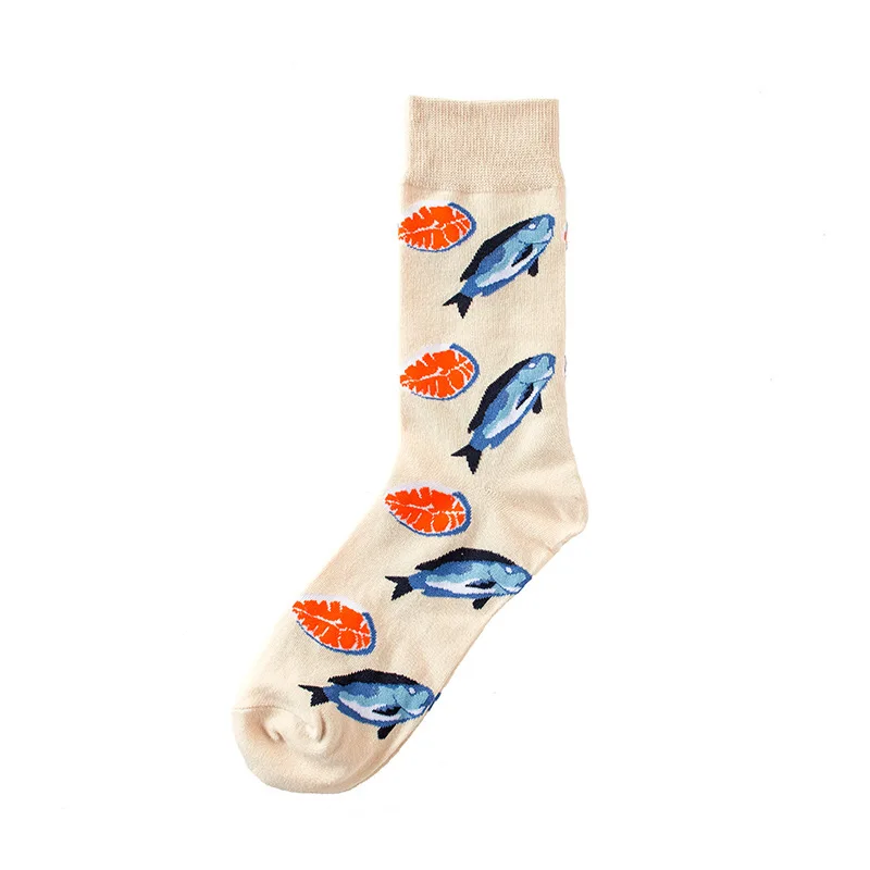 Salmon Harajuku/Веселые мужские носки; забавные мужские носки с ленивцем; женские носки с рисунками животных, инопланетян, Чили, усов, ленивцев; Новинка; носки из чесаного хлопка; забавные носки - Цвет: Salmon