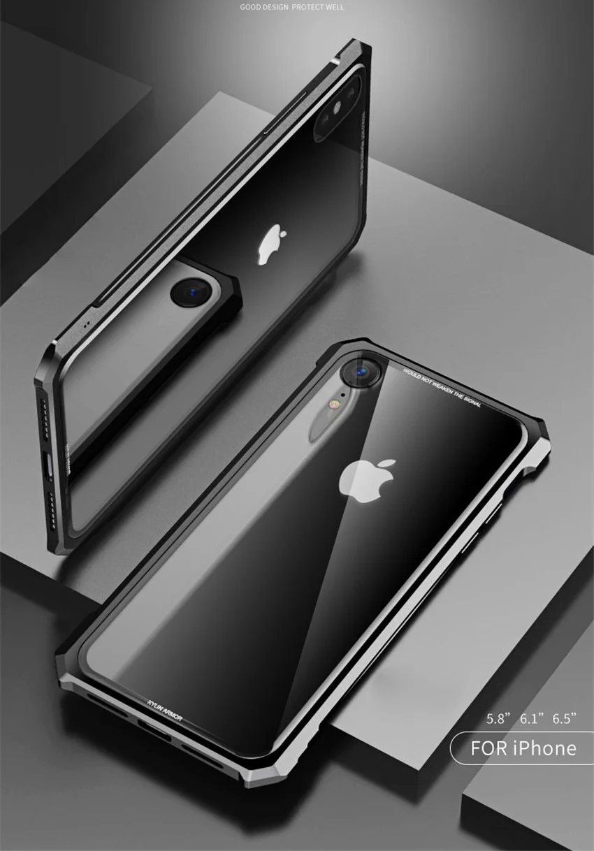 Алюминиевый металлический бампер+ чехол из закаленного стекла для iPhone XR XS Max роскошный противоударный чехол для iPhone XS XR