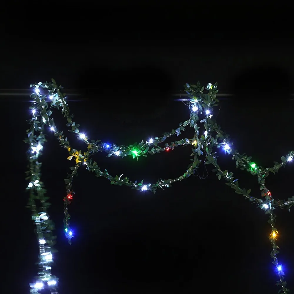 5 м 50leds leaf гирлянда батарея работает медная светодиодная для рождества свадьбы