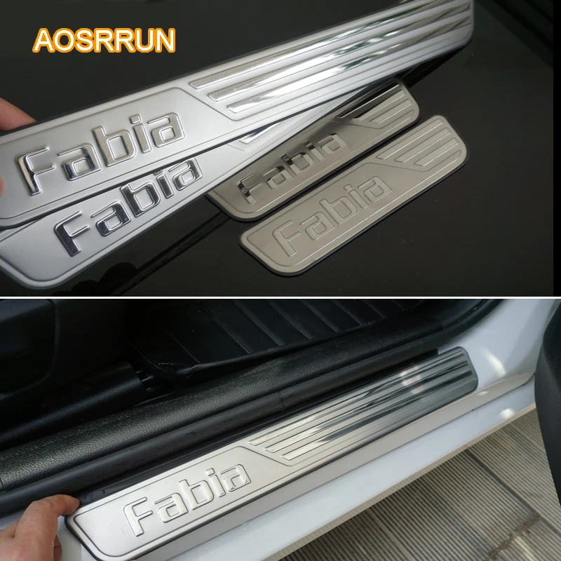 AOSRRUN автомобильные аксессуары нержавеющая сталь Накладка порога для Skoda Fabia 2009- 2GEN 3GEN