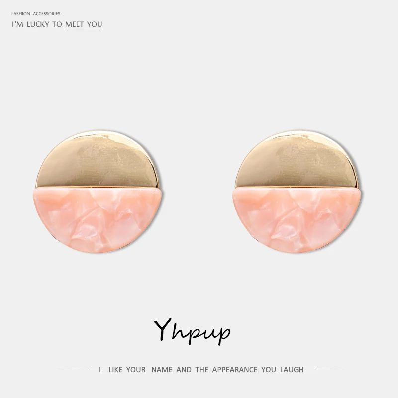 Yhpup, трендовые, простые, дизайнерские, акриловые, круглые серьги-гвоздики, геометрические, массивные, цинковый сплав, серьги Brincos для девушек, для женщин, вечерние, подарок