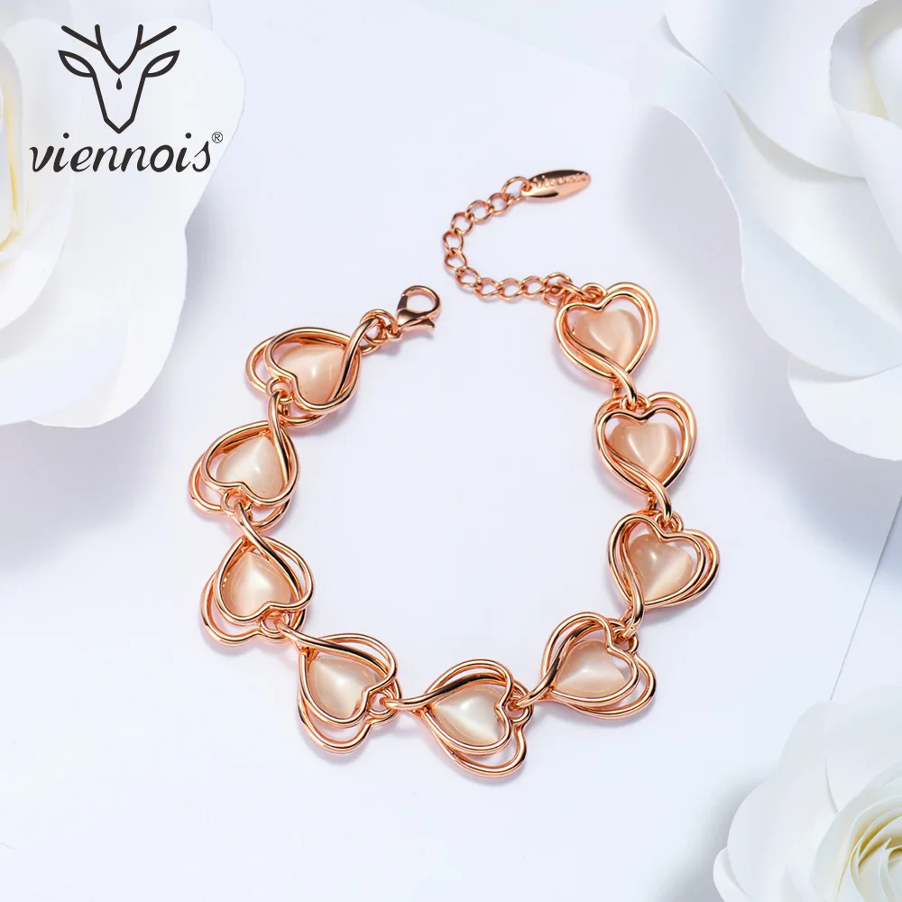 От Viennois покрытие из корейский Стиль сердце браслеты и для женщин ювелирные