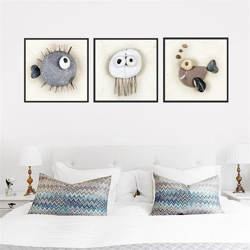 Abstract Fishes Cobblestone Creative Mural Artwork Poster Print Picture kids room Wall painting Canvas Art poster For Home decor |
