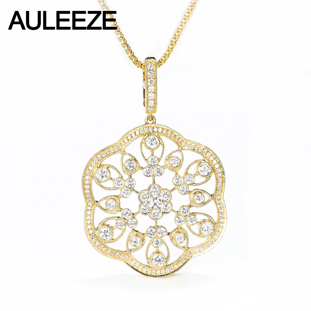AULEEZE Роскошные Подвески с бриллиантами Moissanite Настоящее 14K желтое золото