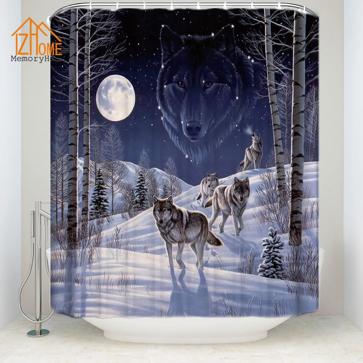 Новая Домашняя Штора для ванной с памятью Wolfs Moon модная занавеска душа на заказ 3d