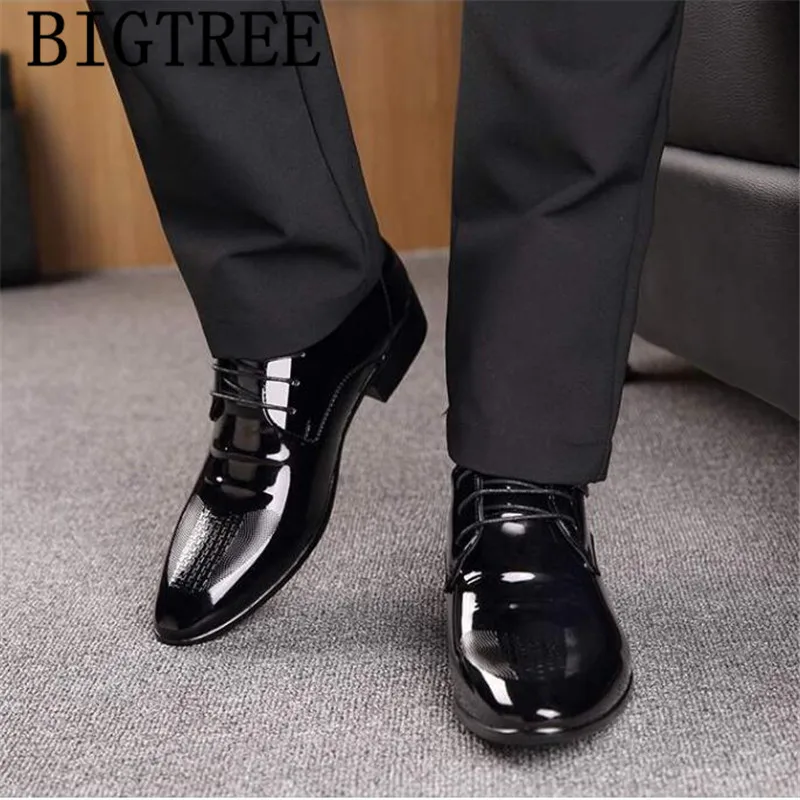Туфли-оксфорды мужские из лакированной кожи Классическая деловая обувь вечерние