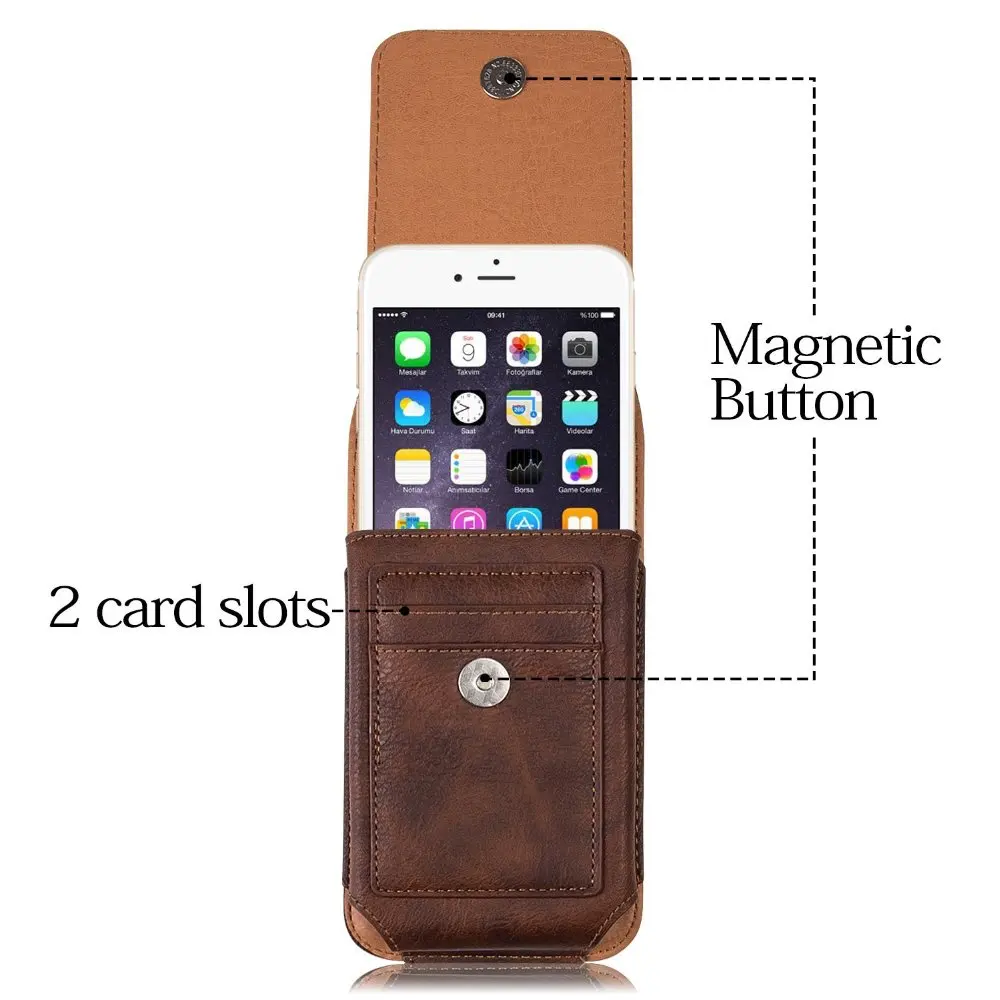 Премиум Вертикальный кожаный поворотный чехол с зажимом для ремня магнитным