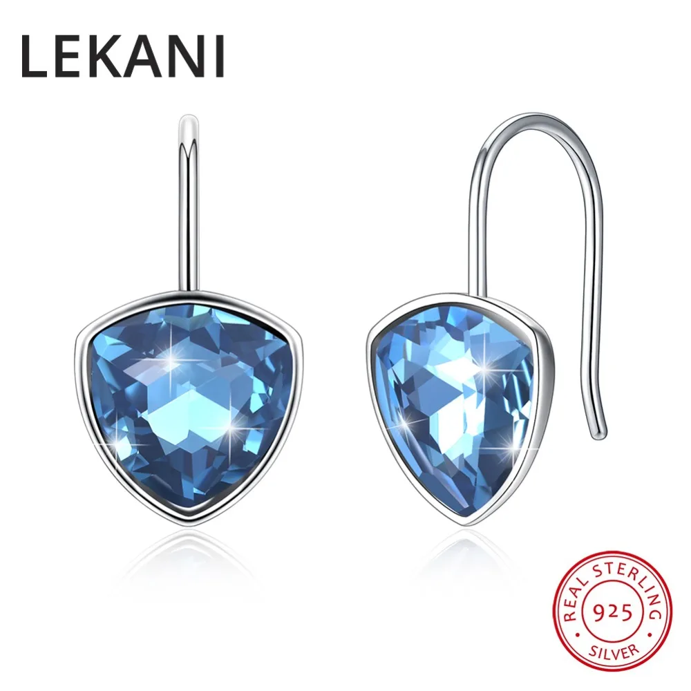LEKANI оригинальные кристаллы от SWAROVSKI голубые серьги подвески в виде сердца