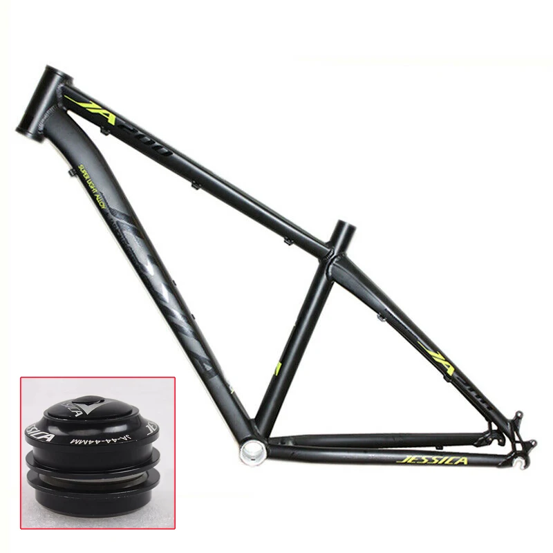 Black Green-16 JESSICA 26er 16/17 дюймов MTB рама для горного велосипеда, рама для велосипеда Superlight Straiht Tube 44 мм, рама BSA 68 мм - Цвет: Black Green-16