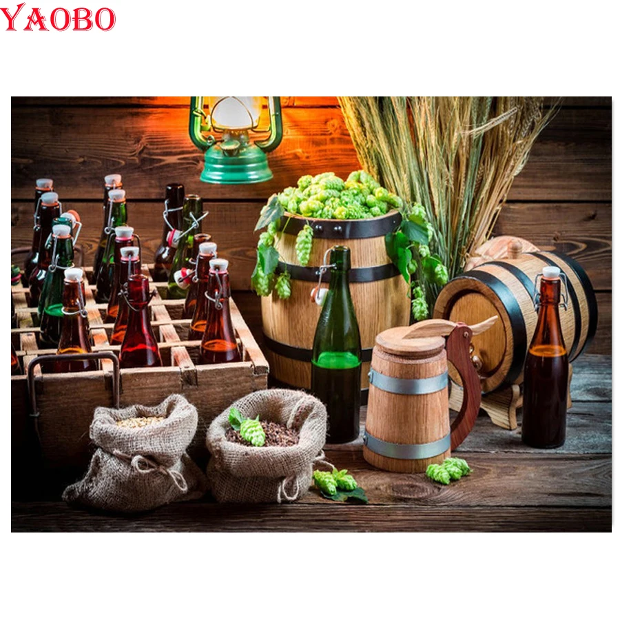 Алмазная живопись кофейная бутылка DIY Настенная картина для бара кухни домашнего