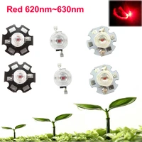 3 5 10 20 50 100pcs 1w 30mil 3w 45mil bright red 620nm 630nm led bead light diode for plant grow chip with 20mm 16mm plate