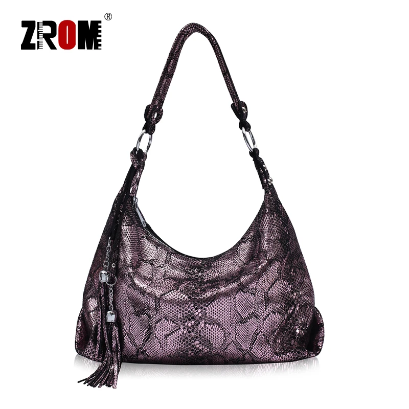ZROM Brand Genuine Leather Bag Women Fashion Serpentine prints Handbags Female Large Shoulder Bags Hobos Tote | Багаж и сумки