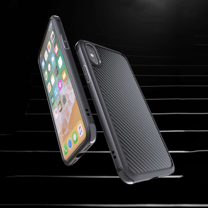 Ударопрочный сверхпрочный Чехол-сумка для iPhone XS Max X XR из мягкого углеродного