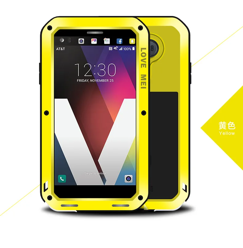 Алюминиевый металлический чехол LOVE MEI для LG V40 V30, мощный защитный противоударный водонепроницаемый чехол для LG V30 V40 - Цвет: yellow case