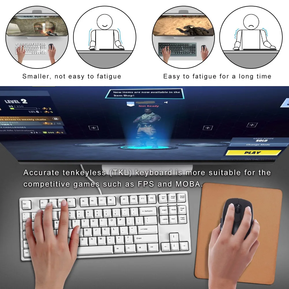 Механическая клавиатура TKL 87-Key [Cherry MX Blue Switch] игровая для офисного Typist/Gamer PC Tablet