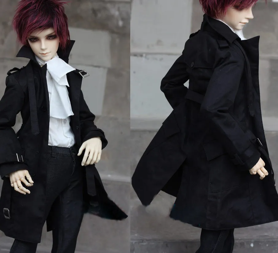 black Одежда для кукол BJD, черный двубортный плащ-Пыльник для 1/3 1/4 BJD DD SD MSD SD17, Одежда для кукол Uncle SSDF - Цвет: black
