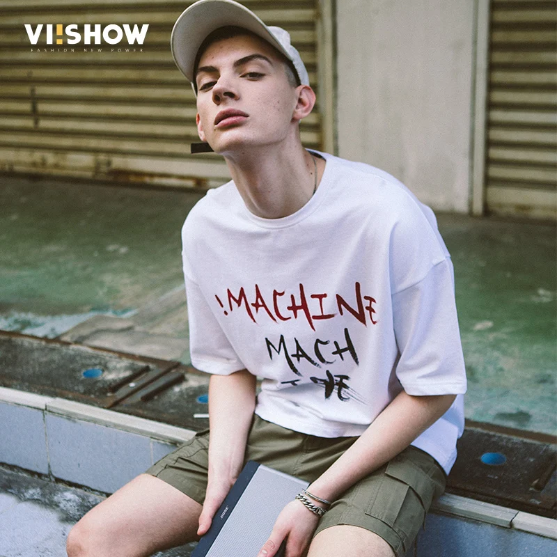 Viishow брендовые футболки мужские с буквенным принтом 100% хлопковая футболка
