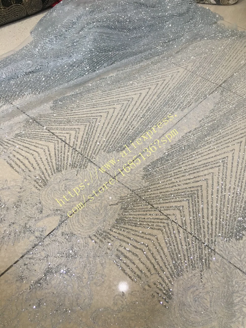 Клееная блестящая кружевная ткань индийская Тюлевая сетчатая для свадебного