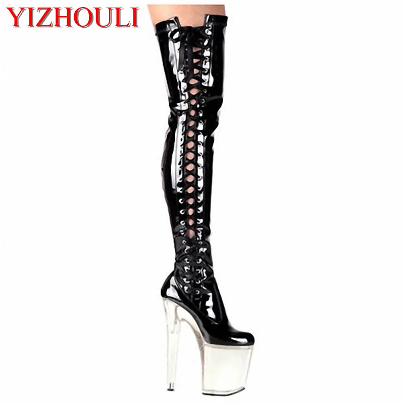 

Classic 20CM over-the-knee boots with heels up to 8 inches high, feminine nightclub high heels, zipper painted boots