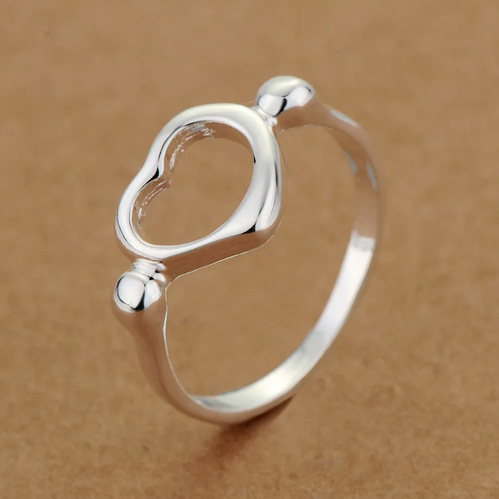 Low Price Wholesale Silver Color Heart Shaped Finger Ring Woman Fashion Valentine's Day Jewelry drop shipping 5-9# anel bague |