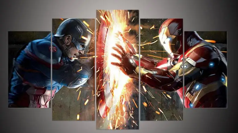 Новый принт Капитан Америка Железный человек кино постер искусство Современное