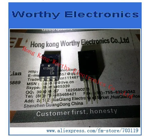 

Free shipping 10pcs/lot K13A60D TK13A60D MOSFET N-CH 600V 13A TO220SIS