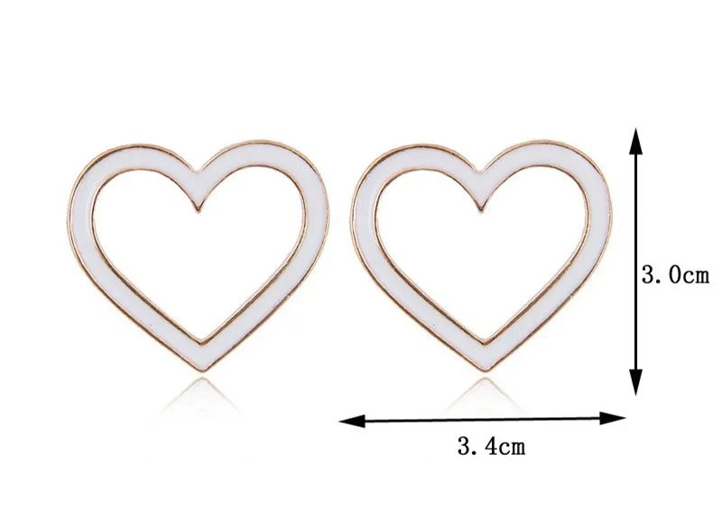Kymyad Brincos New Heart Stud Earrings For Women Vintage Korean White Black Earings Fashion Jewelry Wholesale | Украшения и