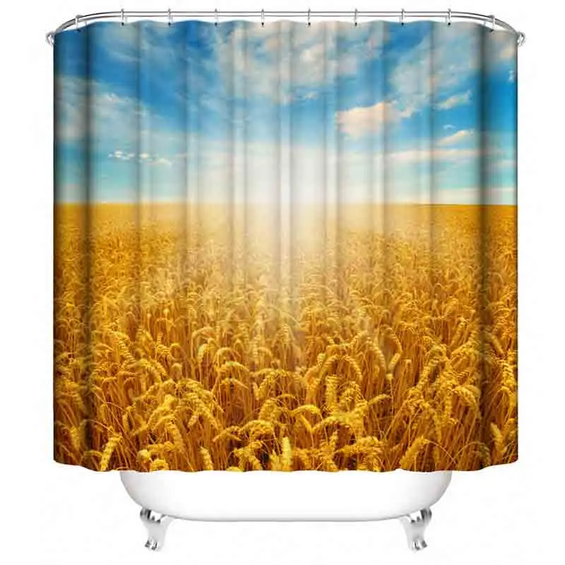 Осенние золотые занавески с листьями дерева для душа на заказ креативные ванная