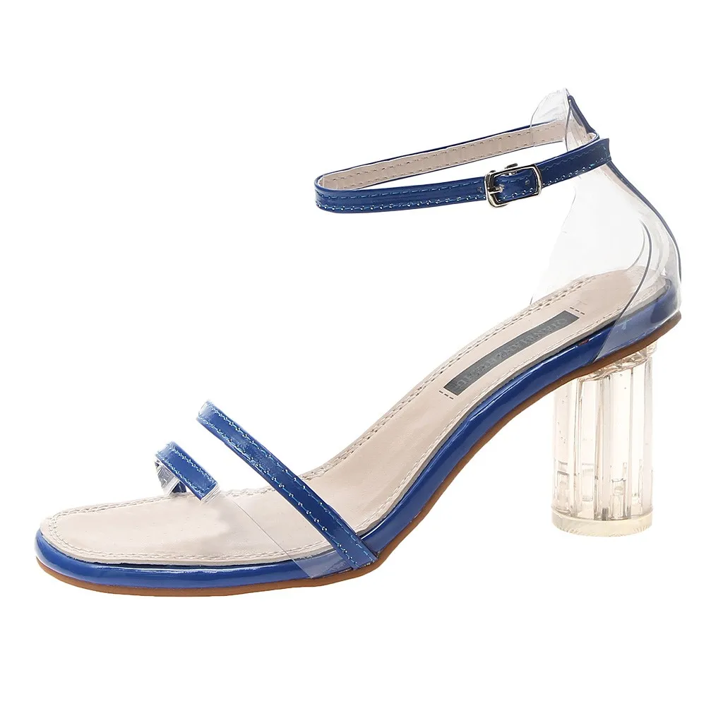 Женские босоножки на квадратном каблуке SAGACE простые прозрачные из ПВХ ремешке с