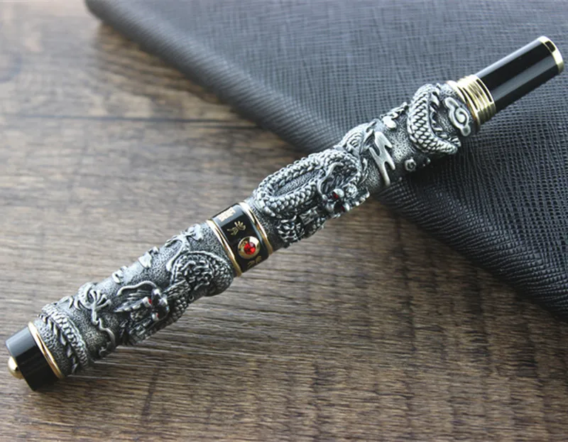 Роскошный Jinhao металлический Дракон авторучка винтажный Iraurita изысканный Подарочный набор бизнес чернила Подарочная коробка с ручками Набор caneta tinteiro - Цвет: 04