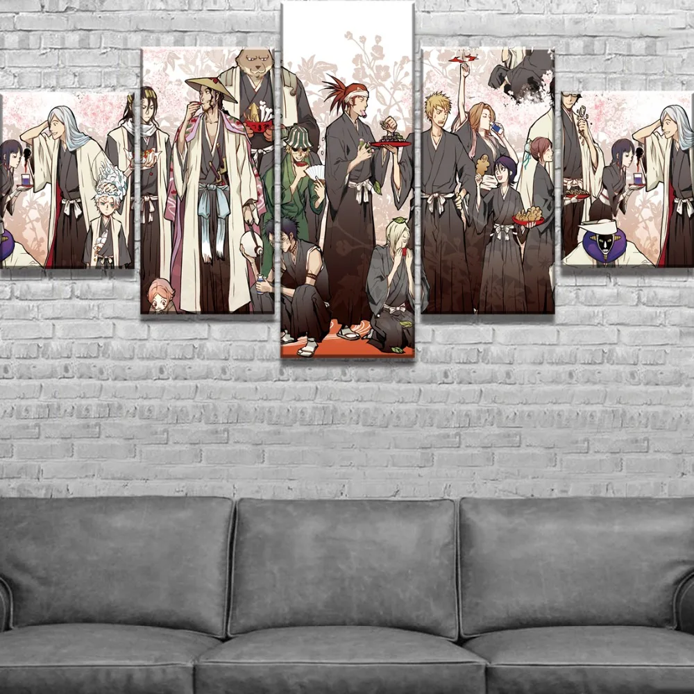 Домашний декор плакат HD фотографии печать холст 5 шт. модульная BLEACH Gotei 13 аниме