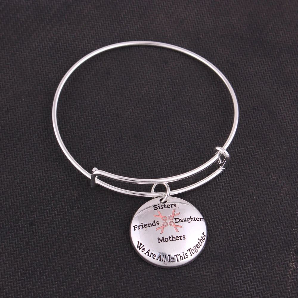 Розовая лента очаровательный регулируемый браслет для сестер друзей дочерей