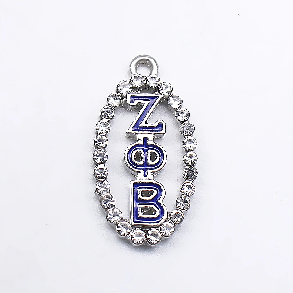 Pop овальный вырез металлическая греческая буква ZETA PHI BETA crystal charm для сорочного