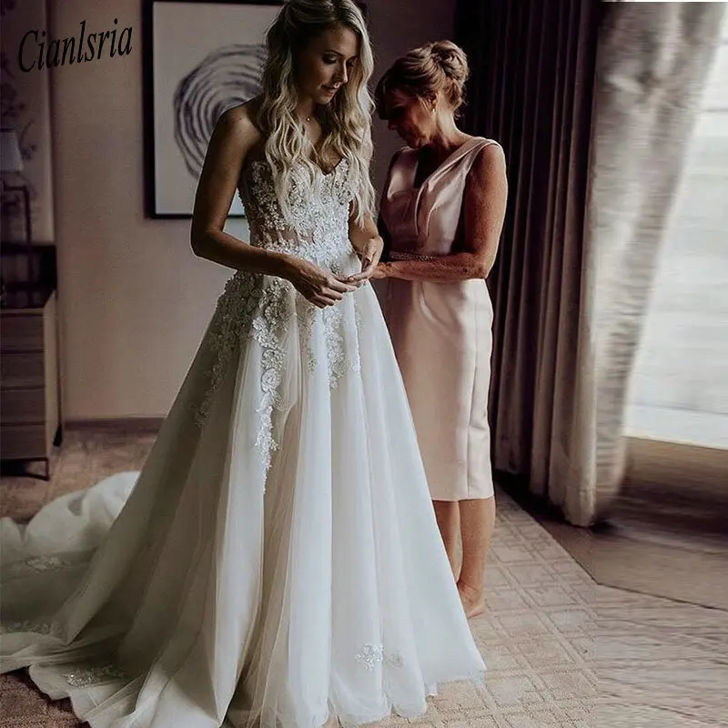 

Женское свадебное платье, элегантное кружевное платье из фатина с аппликацией, лето 2020