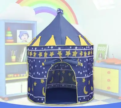 Портативный Замок принцессы, Игровая палатка, детская Вигвама, Детская палатка, игровые домики для детей - Цвет: Синий