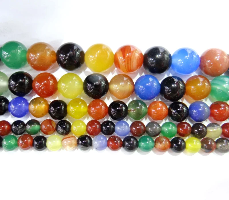 Бусины из натурального агата круглые бусины 15 нитей разные цвета для
