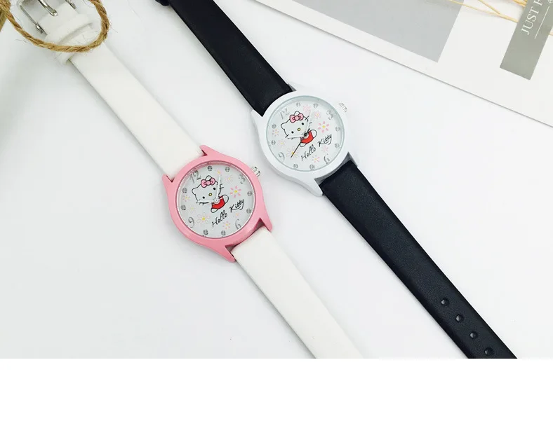 Милые детские Мультяшные часы Hello Kitty для девочек наручные часы для учеников платье для маленькой подружки модные водонепроницаемые часы кварцевые электронные часы