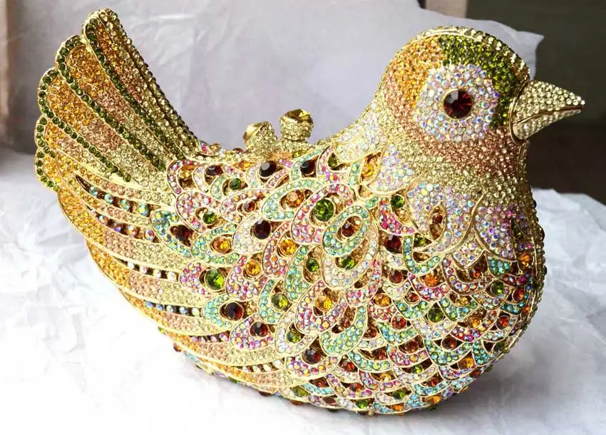 H Evening Bag Роскошная вечерняя сумочка ручной работы с кристаллами и бриллиантами, стразы, животные, птица, вечерняя сумочка-клатч для женщин, вечерние сумочки, свадебные сумочки - Цвет: H Evening Bag