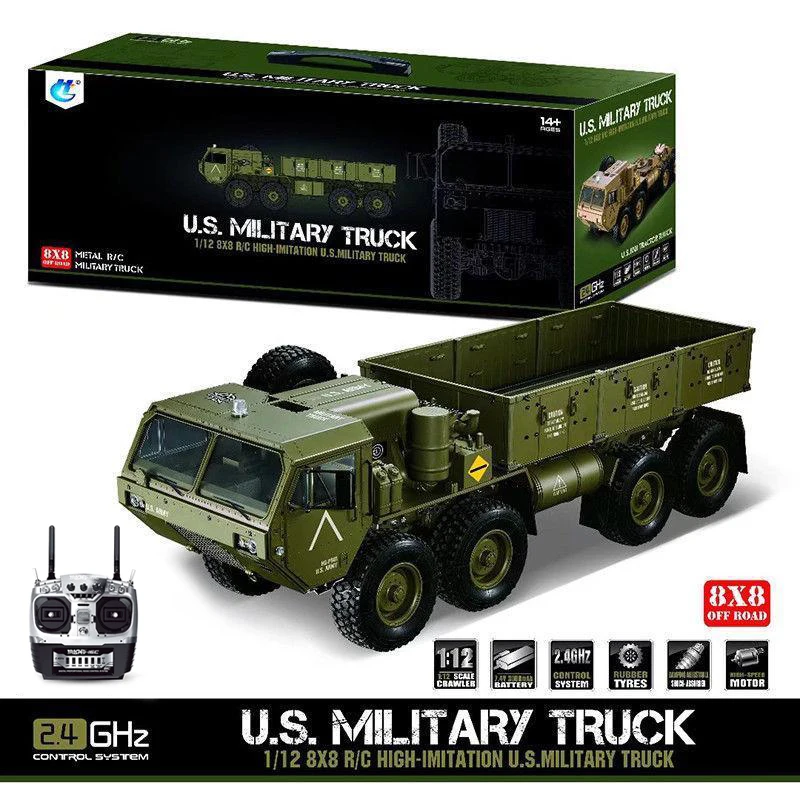 HG 1/12 RC Американский военный грузовик металлический 8*8 Chasis Модель 2 4G радио