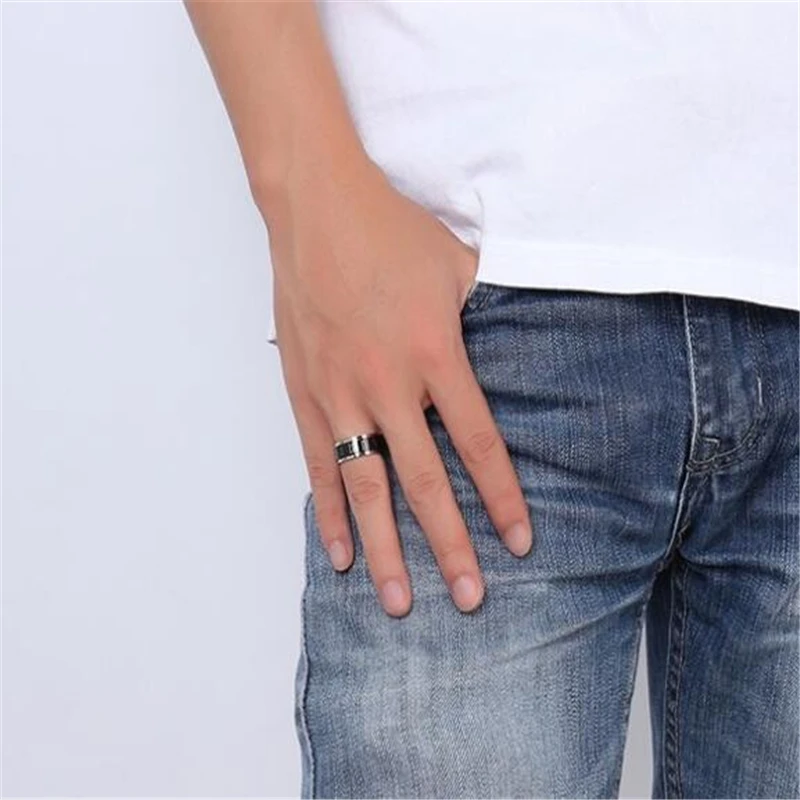 8 мм персонализированные панк черный Spinner Кольца с римскими цифрами