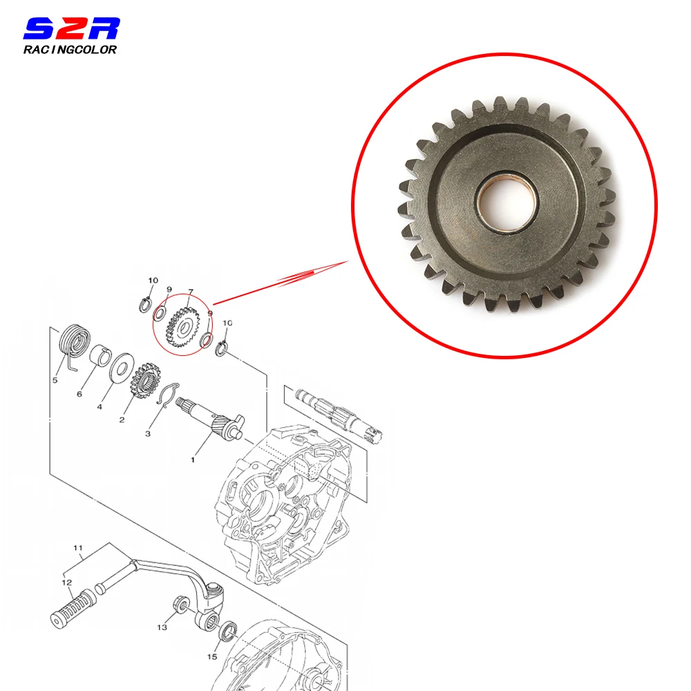 S2R мотоциклетные шестерни удар холостого хода для Yamaha YBR125 XTZ125 YBR XTZ XT YB 125 пусковой вал шестерни двигателя Kickstart запчасти