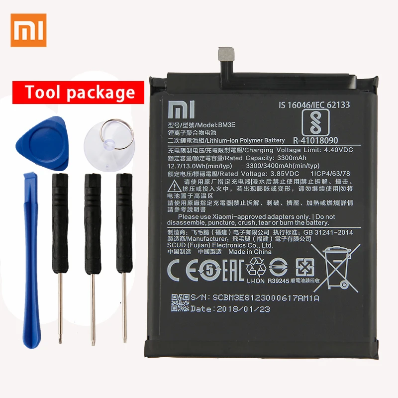 Оригинальный аккумулятор для телефона Xiaomi BM3E 8 MI8 M8 3400 мАч мобильный телефон