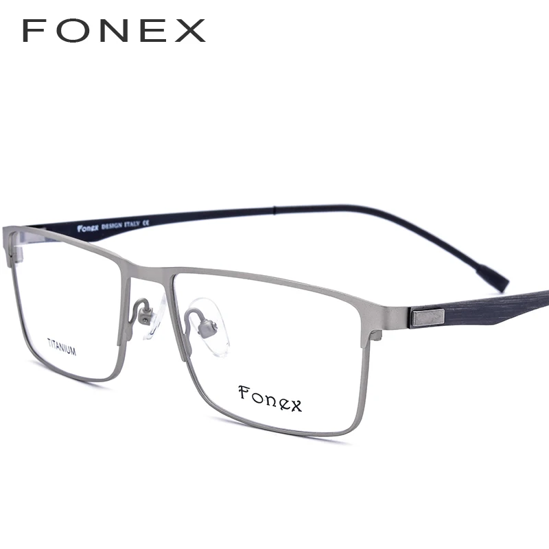 FONEX, титановый сплав оправа для очков, мужские очки по рецепту, квадратные очки для близорукости, мужские Оптические очки без винтов 9837 - Цвет оправы: Серебристый
